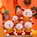 Ruzucoda Plush Happy Rat Mouse Stuffed Animals Toys 2020 Chinese New Year Zodiac Animal Mascot Gifts Red 11 Inches