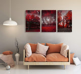 Cao Gen Decor Art-AH40346 Canvas Prints 3 Panels Framed Wall Art Red Trees Paintings Printed Pictures Stretched for Home Decoration