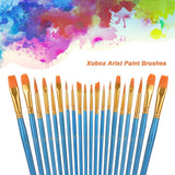 Xubox Pointed-Round Paint Brush Set, 4 Pack 40 Pieces Round Pointed Tip Nylon Hair Artist Detail Paintbrush Set, Acrylic Oil Watercolor Brushes for Face Nail Body Art Craft, Miniature Detailing, Blue