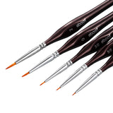 Detail Paint Brushes Set Artist Paint Brushes Painting Supplies for Art Watercolor Acrylics Oil, 5 Pieces (Dark Brown)