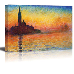 wall26 - San Giorgio Maggiore at Dusk by Claude Monet - Canvas Print Wall Art Famous Oil Painting Reproduction - 32" x 48"