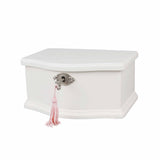 Art Lins Elle Ballerina Music Jewelry Box with Lock, Small, Wooden Case, White