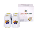 Mandala Crafts All Purpose Sewing Thread from Polyester for Serger, Overlock, Quilting, Sewing Machine (4 Cones 6000 Yards Each,White)