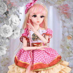 MLyzhe Exquisite Long-haired Girl BJD Doll SD 1/3 Full Set Joint Dolls Can Change Clothes Shoes Decoration - 24inch,A