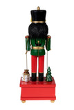 Clever Creations Classic Drummer Nutcracker Music Box Green, Gold, and Red Uniform with Snare Drum | Festive Collectible Nutcracker | Perfect for Any Decor Theme | 100% Wood | 12.75" Tall