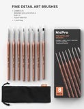Nicpro Rose Gold Micro Detail Paint Brush Set,8 PCS Tiny Professional Miniature Painting Art Brushes Fine Liner Round Flat for Watercolor Oil Acrylic, Craft Models Rock Painting & Paint by Number