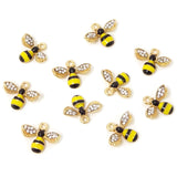 Honbay 10PCS Enamel Bee Charm Pendants with Crystal for Jewelry Making or DIY Crafts