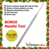 Skilled Crafter Pottery Tools & Carry Case. 28 Stainless Steel & Aluminum Clay Modeling & Sculpting Tools in 17 Piece Set. Professional Quality. + Free Needle Tool