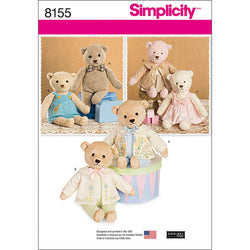 Simplicity 8155 Make Your Own Teddy Bear with Accessories and Clothes Sewing Pattern, 6 Pieces