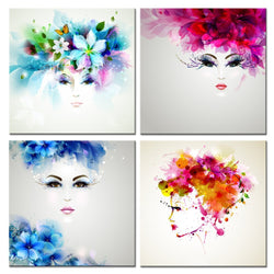 Live Art Decor - Creative Abstract Women Face Canvas Prints,Beautiful Flowers and Butterflies in Girl Hair Wall Art,Gallery Wrap Artwork Ready to Hang,Modern Home Wall Decor