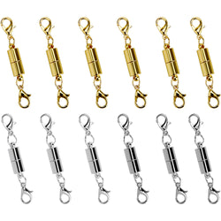I-MART 12 Pcs Gold Color and Silver Color Tone Magnetic Lobster Clasp for Jewelry Necklace Bracelet