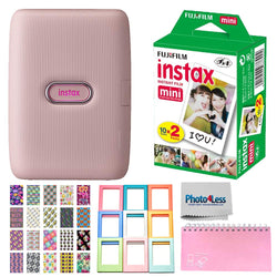 Fujifilm Instax Mini Link Smartphone Printer (Dusky Pink) | Fujifilm Instax Mini Twin Pack Instant Film | Scrapbooking Album Holds 60 Prints Pink | Plastic Photo Frame | BFF Stickers | Accessory Kit