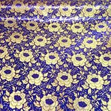 Metallic Carnation Floral Brocade Fabric 60" Sold By the Yard in Many Colors (Royal Blue / Gold)