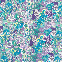 Star Studded Purple Print Fabric Cotton Polyester Broadcloth by The Yard 60" inches Wide