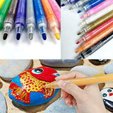 SUTOROO Paint Pens for Rock Painting Stone Ceramic Glass Wood Fabric Canvas Mugs Card 2 mm Fast Drying DIY Craft Making Supplies Scrapbooking Craft Acrylic Paint Marker Pens Set of 12 Colors