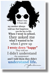 I Wrote Down "Happy" 2 - John Lennon - NEW Classroom Motivational Poster