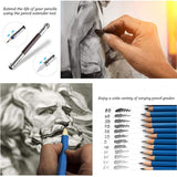 AXEARTE Drawing Pencils Set, 75pcs Art Kit - 24 Colored Pencils, 12 Metallic Pencils, 12 Sketching Pencils, 12 Charcoal Pencils, 2 Pencil Sharpener, Great Art School Supplies for Kids & Adults