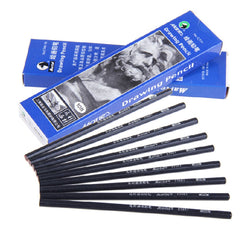 Maries Drawing Pencils Primary Sketch Box of 12 Soft Charcoal Non-toxic Black Lead Wood Pencil for Art (12B)