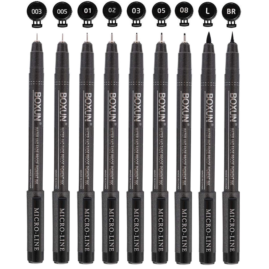 STA 9Pcs/Set Black Fine Tip Inking Pens for Drawing Archival Ink Pen  Fineliner Sketching Pens for Drafting Manga Pens Writing