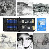 KONIBN 36pcs Drawing and Sketching Pencil Set Professional Drawing Kit in Zipper Carry Case, Sketch Pencils Set Includes Graphite Charcoal Sticks Tool Sketch book, Art Supplies for Adults Kids