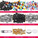 Paxcoo 1000pcs Lava Stone Beads Bracelet Making Kit with Chakra Beads, Crackle Beads, Spacer Beads for Essential Oil and Jewelry Making Adults