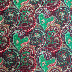 Paisley Green Print Fabric Cotton Polyester Broadcloth By The Yard 60" inches Wide