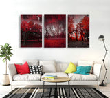 Cao Gen Decor Art-AH40346 Canvas Prints 3 Panels Framed Wall Art Red Trees Paintings Printed Pictures Stretched for Home Decoration