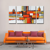Noah Art-Contemporary Abstract Artwork, 100% Hand Painted Gallery Wrapped Abstract Oil Paintings on Canvas, 3 Piece Framed Large Orange Abstract Wall Art for Living Room Wall Decor, 24" H x 48" W