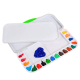Falling in Art Airtight Leak-Proof Watercolor Palette with a Cleaning Sponge, 18 Slightly Sloping Wells-3 Mixing Areas, 10 5/8 Inches by 5 1/8 Inches