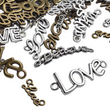 Inspirational Words Charm Pendants 100g Word Letter Bracelet Necklace Charm Connector Pendant (Hope Love Wish Believe KISS ME) Antique Silver Bronze for Crafts and Jewelry Making - Approx.70 Pieces