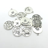 Round Zodiac Sign Charms 12 Constellation Pendants Beads DIY for Necklace Bracelet Jewelry Making and Crafting, JIALEEY 12 PCS Antique Tibetan Silver