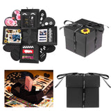 Creative Explosion Gift Box, DIY Handmade Photo Album Scrapbooking Gift Box for Birthday Party and Surprise Box About Love Opend with 14''x14''(Black)