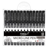Precision Micro-Line Pens, 13 Size Calligraphy Brush Pen, Waterproof Archival Ink Fineliner Pens for Hand Lettering, Sketching, Artist Illustration, Technical Drawing, Scrapbooking (Black)