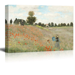 wall26 Canvas Wall Art - Famous Painting of Poppy Fieldby Claude Monet - Giclee Print Gallery Wrap Modern Home Decor Ready to Hang - 24x36 inches