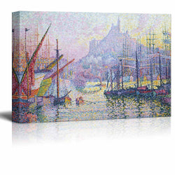 wall26 - View of The Port of Marseilles by Paul Signac - Canvas Print Wall Art Famous Painting Reproduction - 16" x 24"
