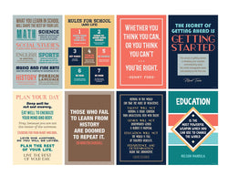 Inspirational Motivational Quote Posters for Classroom or School; Success Wall Art Inspired by Famous Historical Leaders and Thinkers for School and Office, 12x18 Inch Size, Set of 8 Unframed