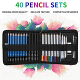 LINGSFIRE 40pcs Drawing and Sketching Pencil Set, Watercolor Pencils Art Supplies Drawing Tool Kit with Zippered Carry Case for Beginners Professional Artists Drawing Art (40pcs)
