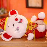 Ruzucoda Plush Happy Rat Mouse Stuffed Animals Toys 2020 Chinese New Year Zodiac Animal Mascot Gifts Red 11 Inches