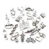 iloveDIYbeads 60pcs Craft Supplies Antique Silver Medical Nurse Charms DNA Stethoscope Syringe Nurse Cap Hat Charms for Jewelry Making Crafting Findings Accessory for DIY Necklace Bracelet M319
