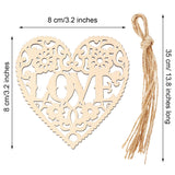 Blulu 60 Pieces Valentine's Day Wooden Ornaments Heart Round Wood Slices Wood Angel Shape Slices with 60 Pieces Cords for New Year Christmas Valentine's Day Ornaments (Love Design)