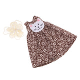MonkeyJack 1/6 Cute Floral Cat Face Sleeveless Dress with Hairpin Outfit For 12'' Neo Takara Blythe Dolls Clothes Chocolate