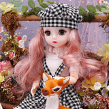 BJD Jointed Doll 30CM for Girl Full Set 23 Moveable Body Doll with Clothes Wig Shoes Style Dress Up DIY Dolls 1/6 Toys (Color: J10, Size: Doll and Clothes)