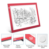 A4 Dimmable Brightness LED Artcraft Light Box Tracer Slim Light Pad Portable Tablet, ME456 USB Power Cable Copy Drawing Board Tracing Table for Artists Designing, Animation, Sketching (Red)