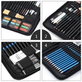 WONYERED Sketch Drawing Pencil Set Graphite Charcoal Pencils Erasers Craft Knife Sketch Book Zippered Professional Carry Bag Art Kit for Artist Beginner Student Kids & Adults（48PCS）