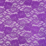 Stretch Lace Fabric Embroidered Poly Spandex French Floral Victoria 58" Wide by the yard (Purple)