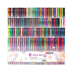 ZSCM 120 Unique Colors Gel Pen Set with Case Ink Neon Glitter Coloring Pens Art Markers Gel Pens for Adult Coloring Books Drawing