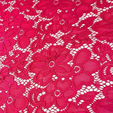 Stretch Lace Fabric Embroidered Poly Spandex French Floral Florence 58" Wide by the yard (Fuchsia)