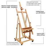 MEEDEN Heavy Duty Extra Large H-Frame Studio Easel - Versatile Solid Beech Wood Artist Floor Easel Adjustable Painting Easel Stand, Movable and Tilting Flat Available