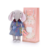 Me Too Baby Dolls Girls Gifts Plush Stuffed Elephant Doll in Navy Floral Dress 12 Inches with Gift Box