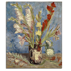 Wieco Art Vase with Gladioli and China Asters Large Modern Floral Giclee Canvas Prints Wall Art by Van Gogh Famous Artwork Oil Paintings Reproduction Abstract Flowers Pictures for Office Decor